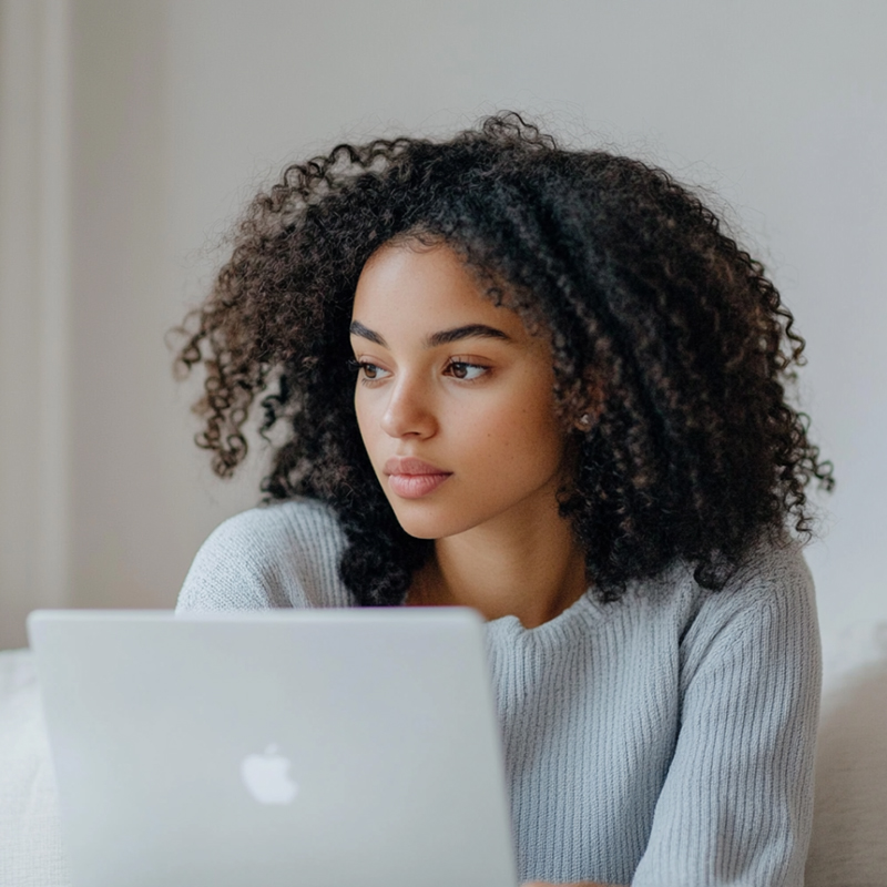 A young woman studying bookkeeping and accounting